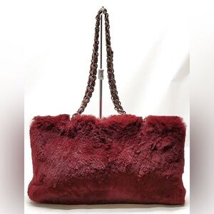 Chanel Coco Mark Bordeaux Fur Shoulder Bag